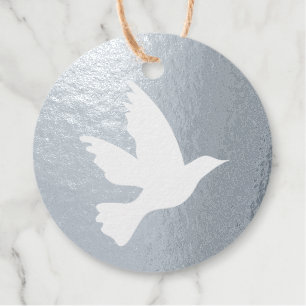 Simple white dove flying bird silhouette favour tags