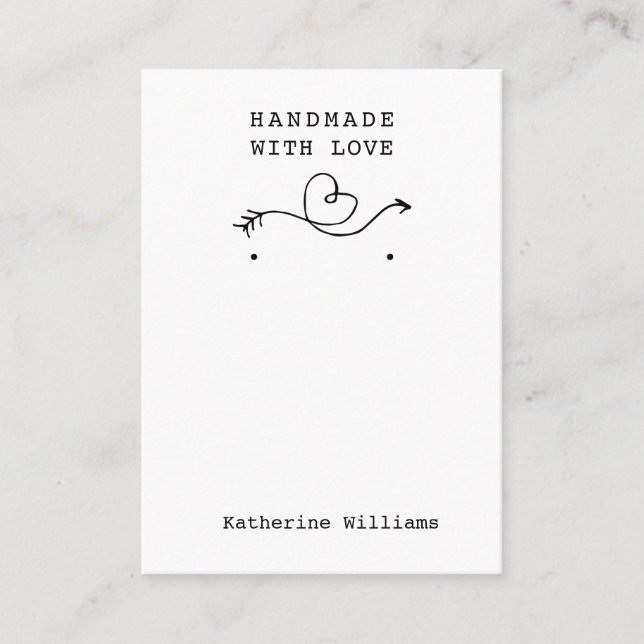 Simple White Earring Display  | Handmade with Love Business Card (Front)