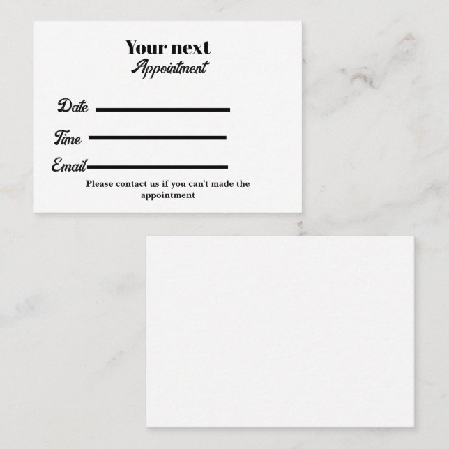 Simple white elegant doctor  appointment card (Front/Back)
