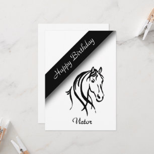 Simple White Equine Birthday Party Invitation 