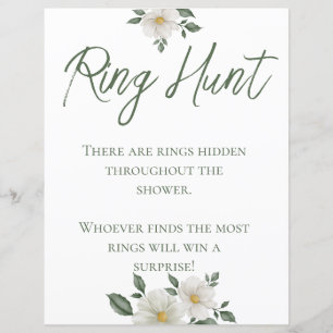 Simple White Floral Bridal Shower Ring Hunt Game