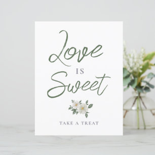 Simple White Floral Bridal Shower Treats Sign
