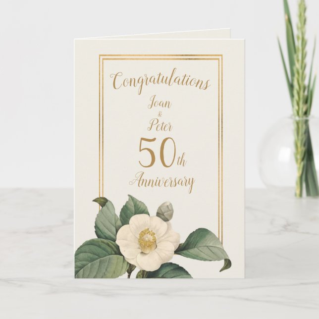 Simple White Floral Illustration | Anniversary Card (Front)