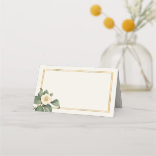 Simple White Floral Illustration   Wedding Table Place Card