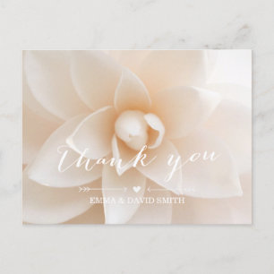 Simple White Floral Wedding Thank You Postcard