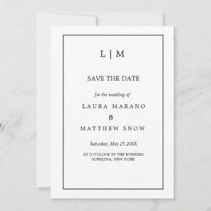 Simple White Formal Monogram Wedding Save The Date