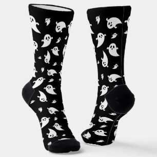 Simple White Ghosts Pattern Cute Halloween Socks