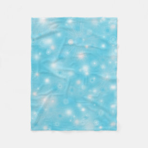 Simple White glow Snowflakes on Blue Cute Pretty Fleece Blanket