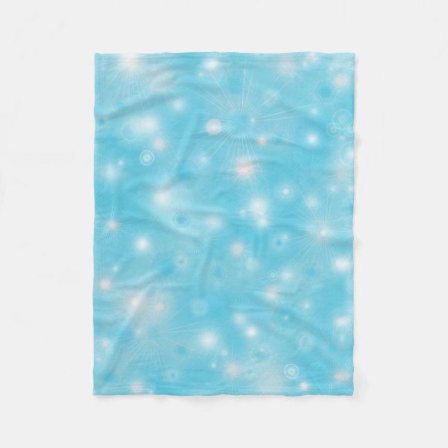 Simple White glow Snowflakes on Blue Cute Pretty Fleece Blanket (Front)