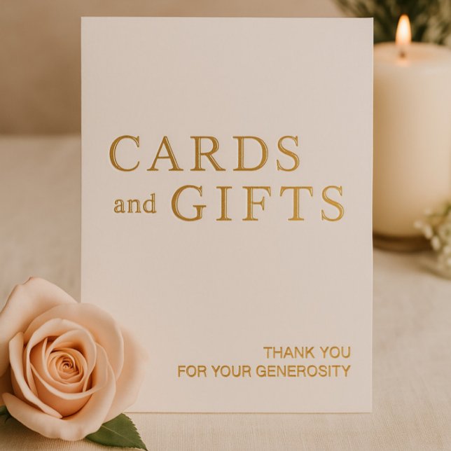 Simple White & Gold Cards & Gifts Wedding Sign (Creator Uploaded)