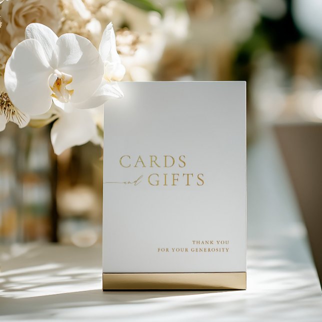 Simple White & Gold Cards & Gifts Wedding Sign (Simple White & Gold Cards & Gifts Wedding Sign)
