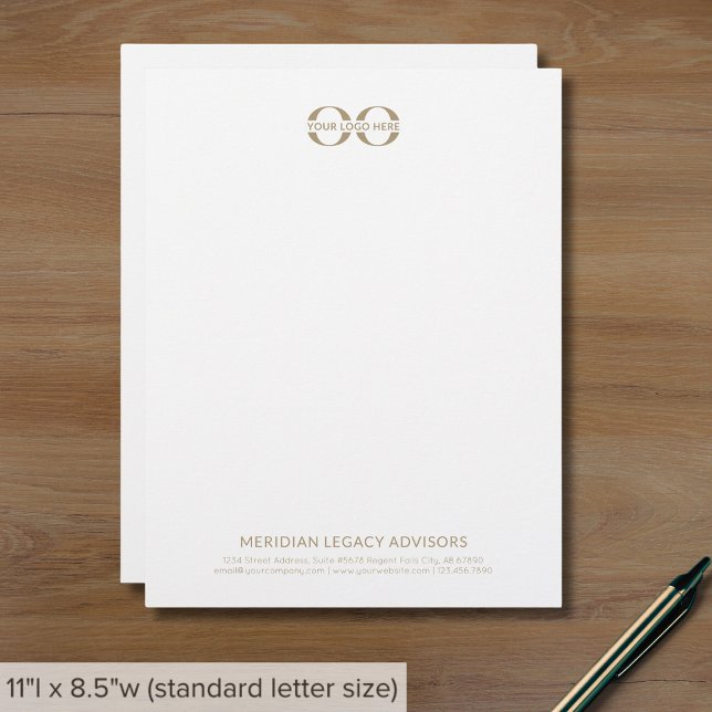 Simple White Gold Custom Logo Custom Letterhead (Creator Uploaded)