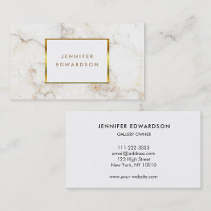 Simple white gold marble pattern professional business card