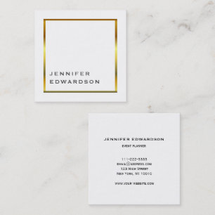 Simple white gold minimalist professional. square business card