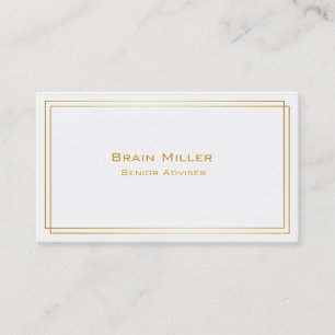 Simple White Gold Modern Professional Business Card