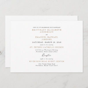 Simple White & Gold No Parents Wedding Invitation
