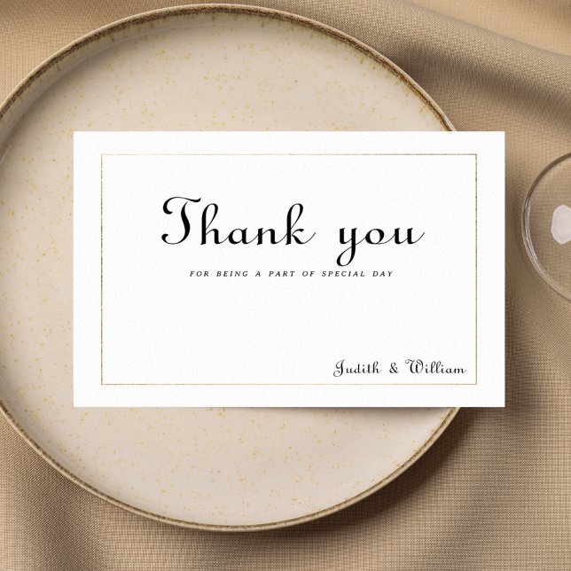 Simple white gold vintage calligraphy Thank You Invitation (Simple white gold vintage calligraphy Thank You)