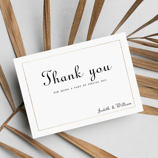 Simple white gold vintage calligraphy Thank You Invitation (Simple white gold vintage calligraphy Thank You )