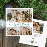 Simple White Green 3 Photo Collage Christmas Holiday Card<br><div class="desc">Elegant, Simple, Handwritten Calligraphy White and Green 3 Photo Collage Merry Christmas Script Holiday Card. This festive, minimalist three (3) photo holiday card template features a nice photo collage and says „Merry Christmas”! The „Merry Christmas” greeting text is written in a pretty hand lettered swirly swash-tail font in green on...</div>