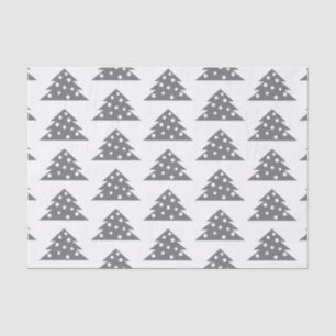 Simple White Grey Christmas tree Patten Holiday Tissue Paper
