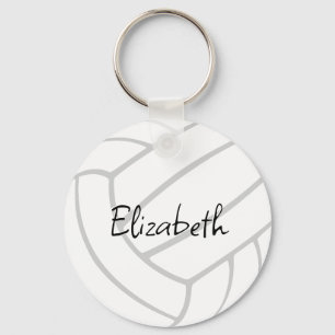 simple white grey custom name volleyball sports key ring