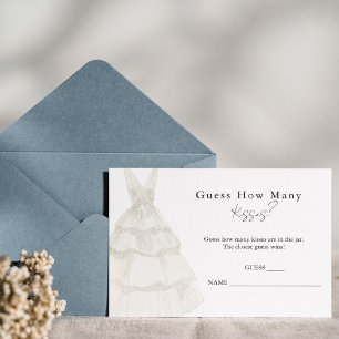 Simple White Guess How Many Kisses Game Cards