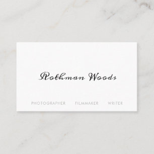 Simple White Handwritten Calligraphy Business Card