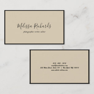 Simple White Handwritten Script Calligraphy Business Card