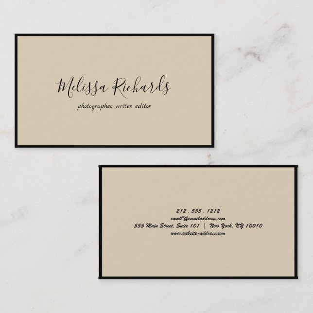 Simple White Handwritten Script Calligraphy Business Card (Front/Back)