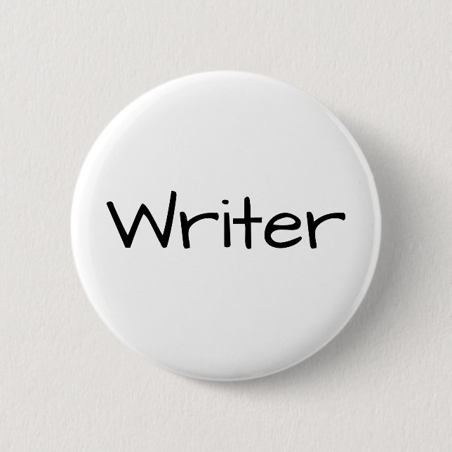 Simple White Handwritten Writer 6 Cm Round Badge (Front)