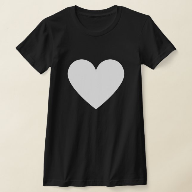 Simple White Heart Modern Love Black Woman T-Shirt (Laydown)