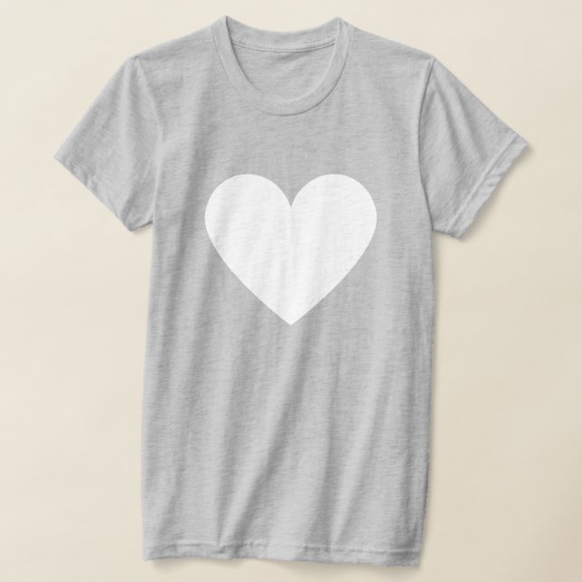Simple White Heart Modern Love Grey Womans T-Shirt (Laydown)