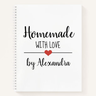 Simple white Homemade with love recipe Notebook