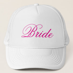 Simple white hot pink Bride hat