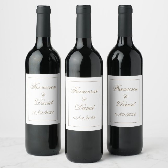Simple White Labels Wine Wedding (Bottles)