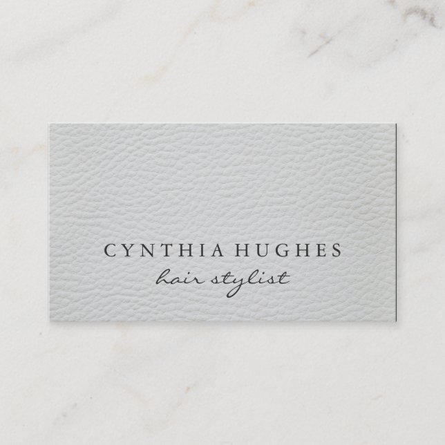 Simple White Leather Business Card (Front)
