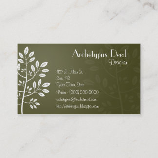 Simple White Leaves Business Card