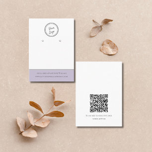 Simple White & Lilac Earring Display QR Code Logo Business Card