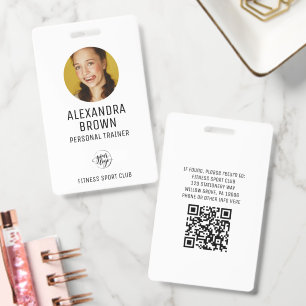 Simple White Logo QR Code ID Photo Access Badge