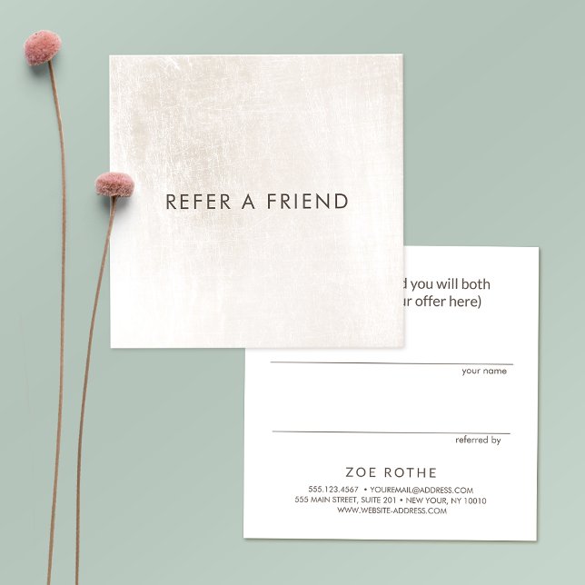 Simple White Marble  Customer Referral Card (Creator Uploaded)
