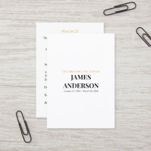 Simple White Memorial Prayer Card