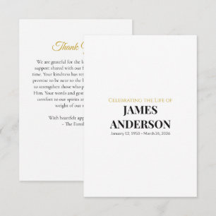 Simple White Memorial Thank You Card