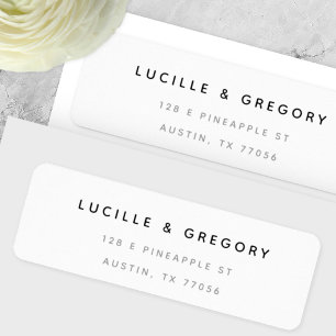 Simple White Minimalist First Names Return Address