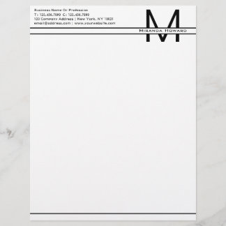 Simple White Minimalist Monogram Letterhead