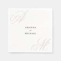 Simple White Modern Edge Elegant Monogram Wedding