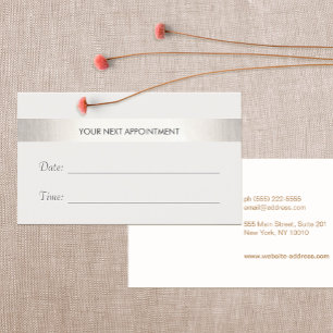 Simple White Modern FAUX Silver Stripe Appointment