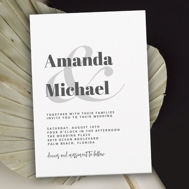 Simple White Modern Minimalist Wedding Invitation (Creator Uploaded)