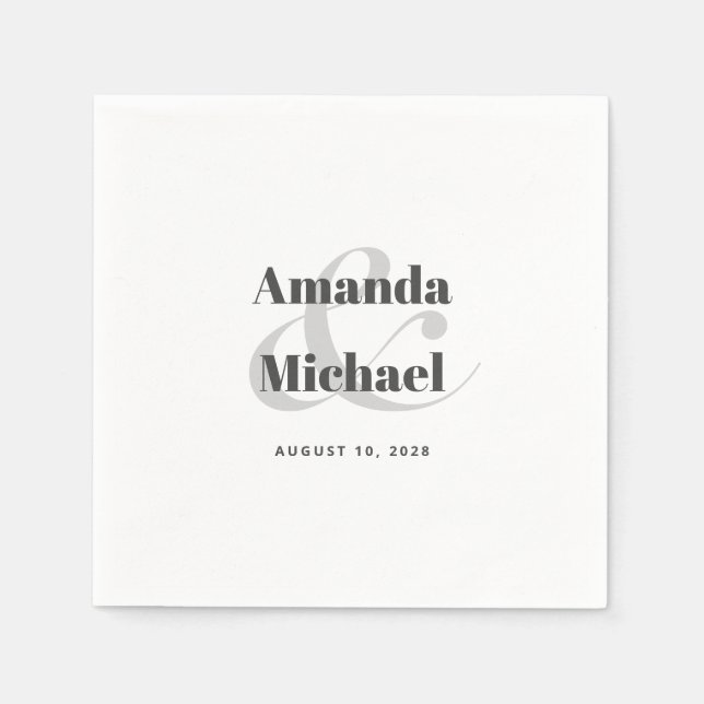 Simple White Modern Minimalist Wedding Napkin (Front)