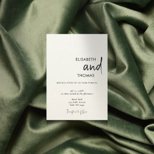 Simple white modern minimalistic wedding invitation