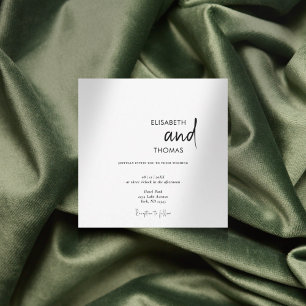 Simple white modern minimalistic wedding  invitation
